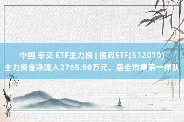 中国 拳交 ETF主力榜 | 医药ETF(512010)主力资金净流入2765.90万元，居全市集第一梯队
