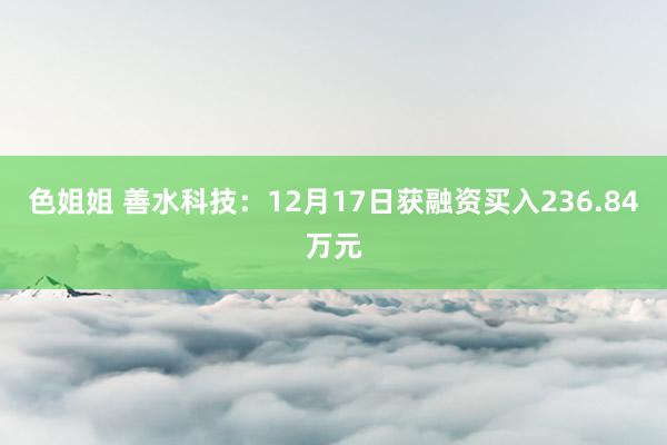 色姐姐 善水科技：12月17日获融资买入236.84万元