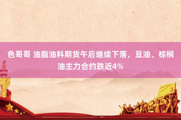 色哥哥 油脂油料期货午后继续下落，豆油、棕榈油主力合约跌近4%