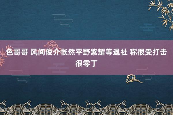 色哥哥 风间俊介怅然平野紫耀等退社 称很受打击很零丁