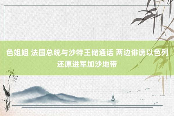 色姐姐 法国总统与沙特王储通话 两边诽谤以色列还原进军加沙地带
