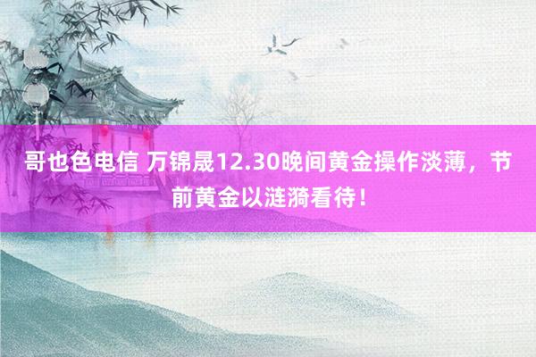 哥也色电信 万锦晟12.30晚间黄金操作淡薄，节前黄金以涟漪看待！