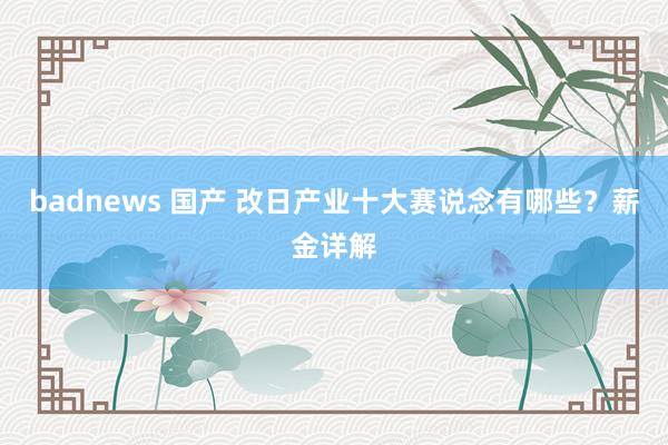 badnews 国产 改日产业十大赛说念有哪些？薪金详解