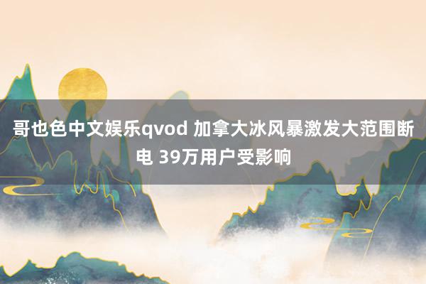 哥也色中文娱乐qvod 加拿大冰风暴激发大范围断电 39万用户受影响